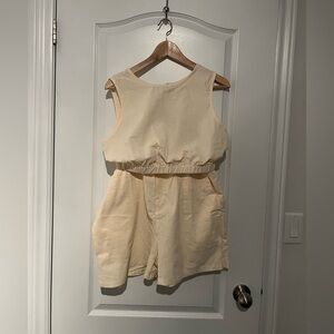 Cream Crop Top and Shorts Set